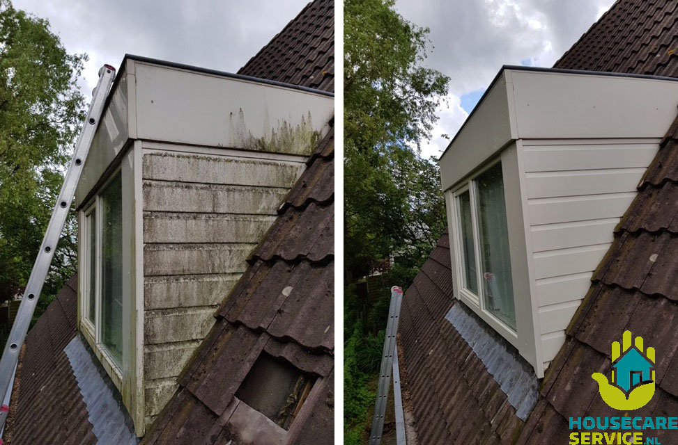 Voor en na dakkapel reinigen